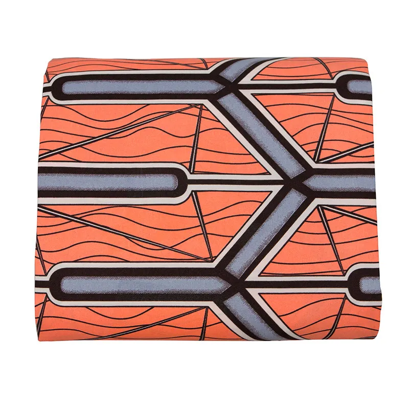 

Orange African Wax Polyester Wax Fabric 6 Yards High Quality Pure Polyester Ankara African Wax Print Fabric Real Wax Material