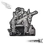 Ручной работы с пистолет жилет с черепами в байкерском стиле вышитое железо на задней части куртки патч черная ткань саржа Бесплатная доставка сделай-сам Экологичность