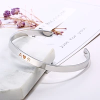 custom stainless steel bracelet silver color jewelry bangle open customized bracelet for couple women men lady boy girl gift