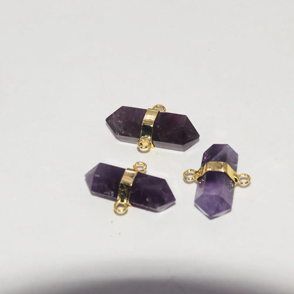 

Natural Purple Crystal Stone Connector Pendant for women jewelry making 2020 Lovely chakra quartz amethysts stones 2 loops