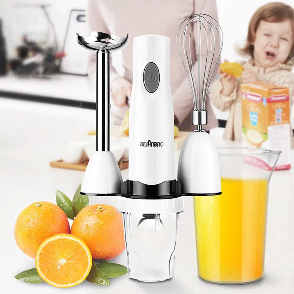 

Hand Mixer Electric 500W Kitchen Portable Blender 4-in-1 Food Meat Processor with Chopper Beaker Grinder Whisk 110-220V