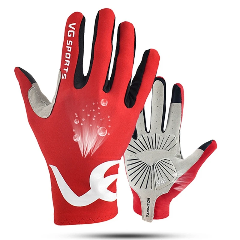 

VG Sports Cycling Gloves Full Finger Gel Press Screen Non-Slip Road Bike Bicycle Gloves Riding Long Fingers Gloves -Red