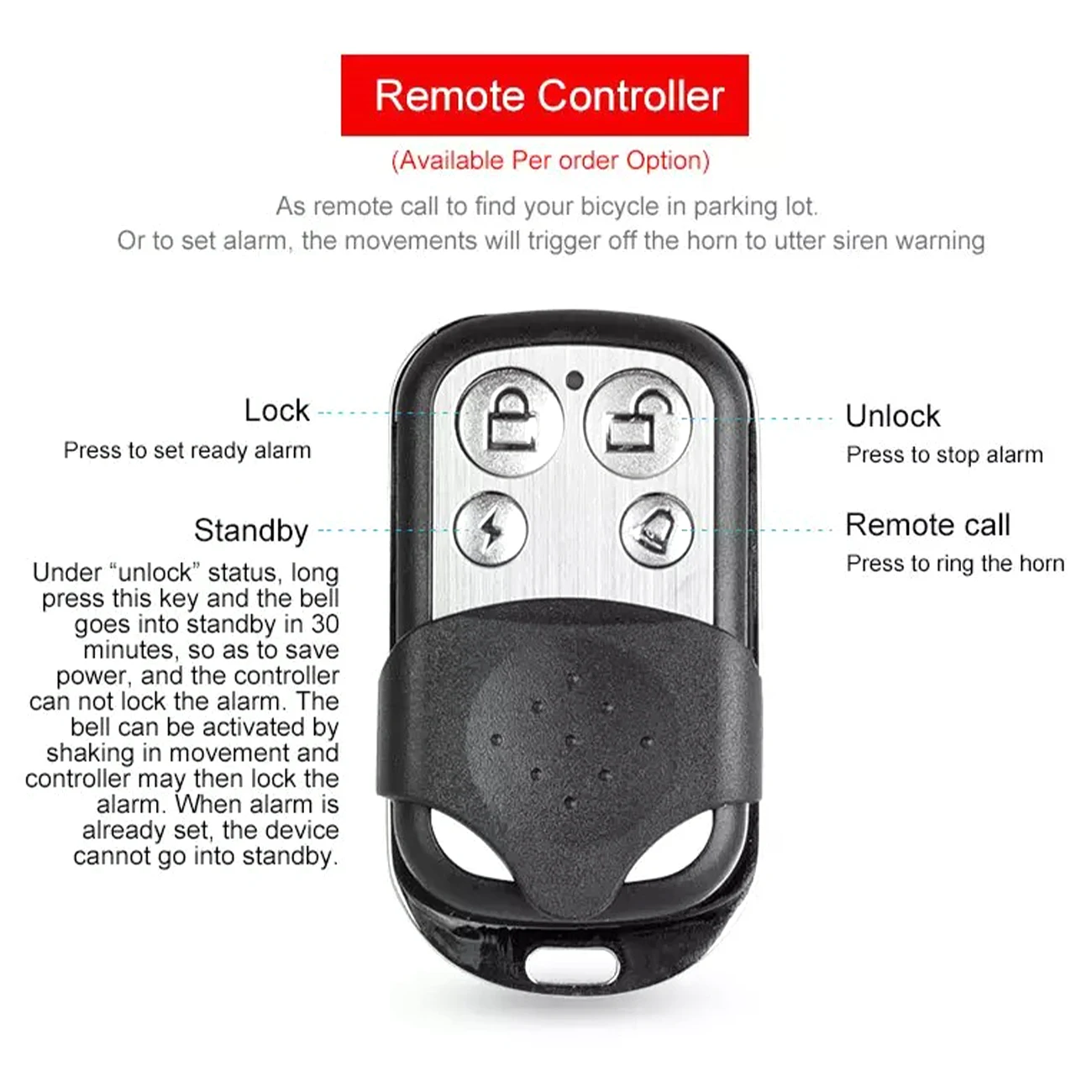 

125db USB Charging 1300 MAh Bicycle Electric Bell Motorcycle Scooter Trumpet Horn Optional Anti-Theft Alarm Siren Remote Control