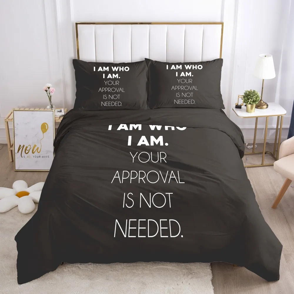 

3D Letter Design Duvet Cover Set Bedding Sets Comforter Cases Pillow Covers Double Single Full Twin King Size Black Bedclothes
