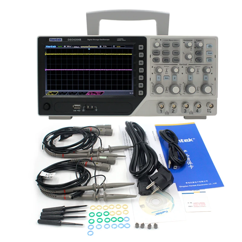 Hantek DSO4204B цифровой осциллограф Usb осциллографы 200 МГц 4 канала 1GSa/S Ociloscopio помощи при