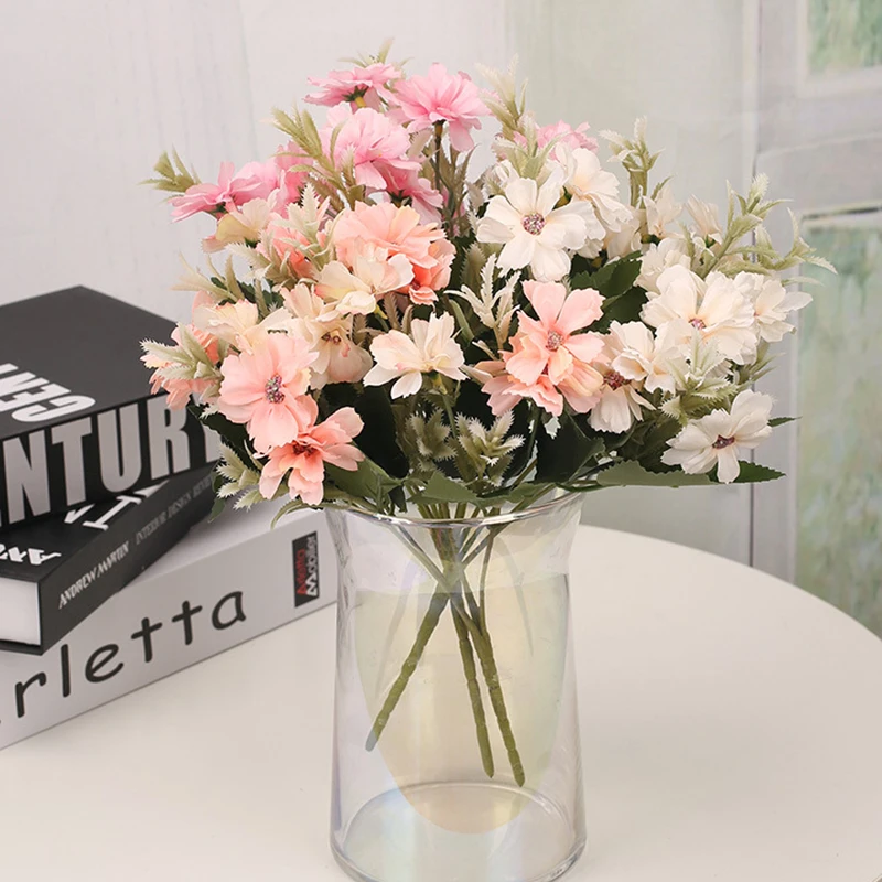 

15 heads small daisy artificial silk flowers home garden display wild chrysanthemum decoration