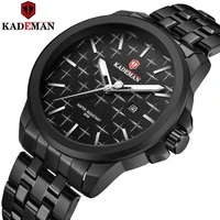 new business men watch luxury top brand kademan automatic date quartz watch waterproof steel wristwatch sports relogio masculino