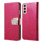 Роскошный блестящий чехол-кошелек с бриллиантами для Samsung Galaxy S21 Ultra S21Plus, флип-чехол для Samsung S21 + S 21 Plus 5G Mujer