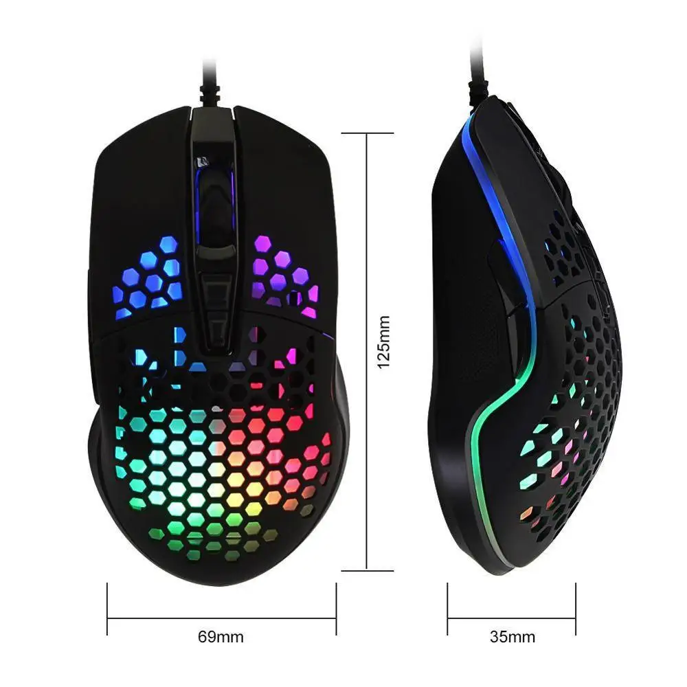 High-end 6400 Adjustable DPI Honeycomb Game Mouse Optical Wired Drivers USB RGB Light Programmable Gaming For PC Computer | Компьютеры и