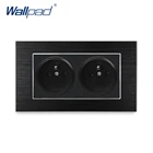 Двойная Европейская розетка французская стандартная настенная розетка Роскошная настенная розетка атласная металлическая панель 146*86 мм Настенная розетка Schuko