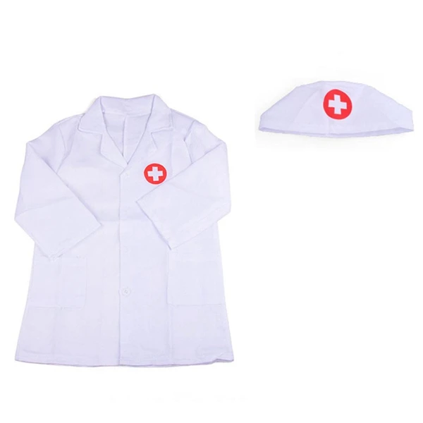 

Children Role Play Costume Dress-Up Set Lab Coat Kit Cosplay for Toddler Scrub Additional Tools,White