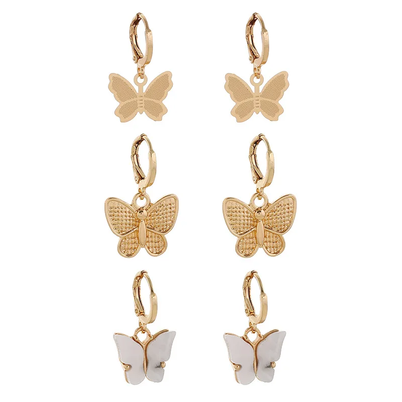 

earrings for women butterfly earrings set of 3 pairs 2020 fashion jewelry