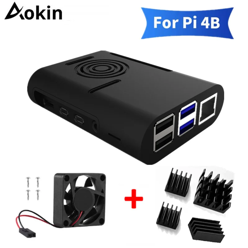 Aokin Raspberry Pi Case with Cooling Fan, Raspberry Pi 4 Case, Raspberry Pi 4 Heatsink For Raspberry Pi 4 Model B, Pi 4B, Pi 4