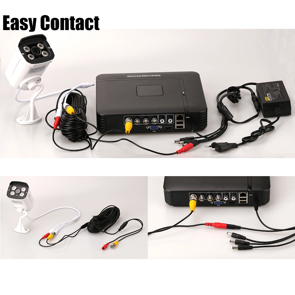 Система видеонаблюдения USAFEQLO 4-канальная Водонепроницаемая цилиндрическая