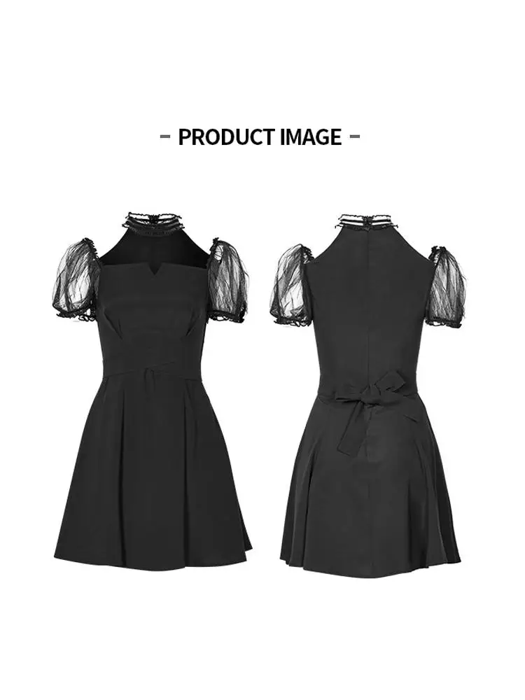 Женское мини-платье с квадратным вырезом и кружевным чокером PQ525 в стиле панк