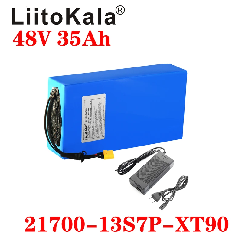LiitoKala 48V 35ah 21700 5000mAh 13S7P ebike battery 20A BMS 48v Lithium Battery Pack For Electric bike Scooter | Спорт и