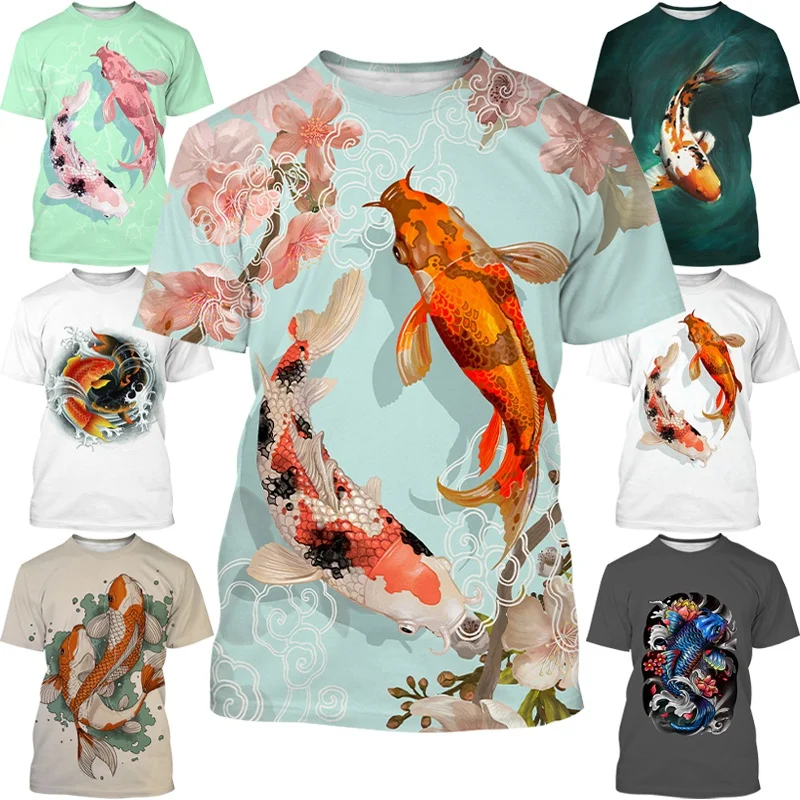 

New Fashion 3D Printed Koi Fish Lucky Fish Tees Short Sleeve T-Shirt for Men/women Tops Unisex Casual T-shirt