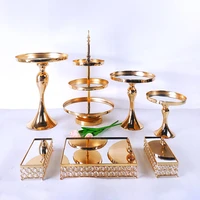 6 9pcs crystal metal cake stand set acrylic mirror cupcake decorations dessert pedestal wedding party display tray