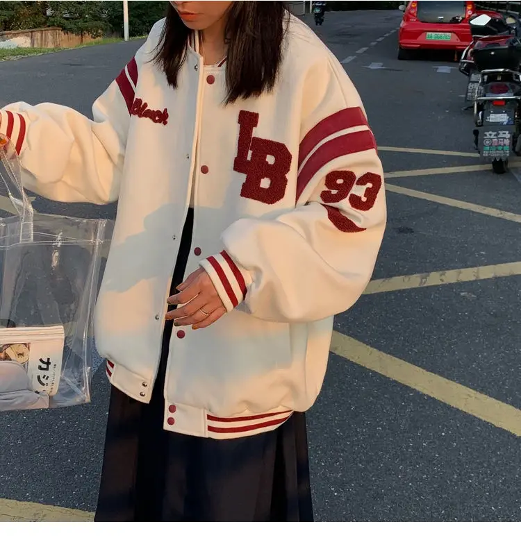 

2021 jacket female autumn and winter new Korean version of loose plus velvet thick sweater student ins baseball uniform tide