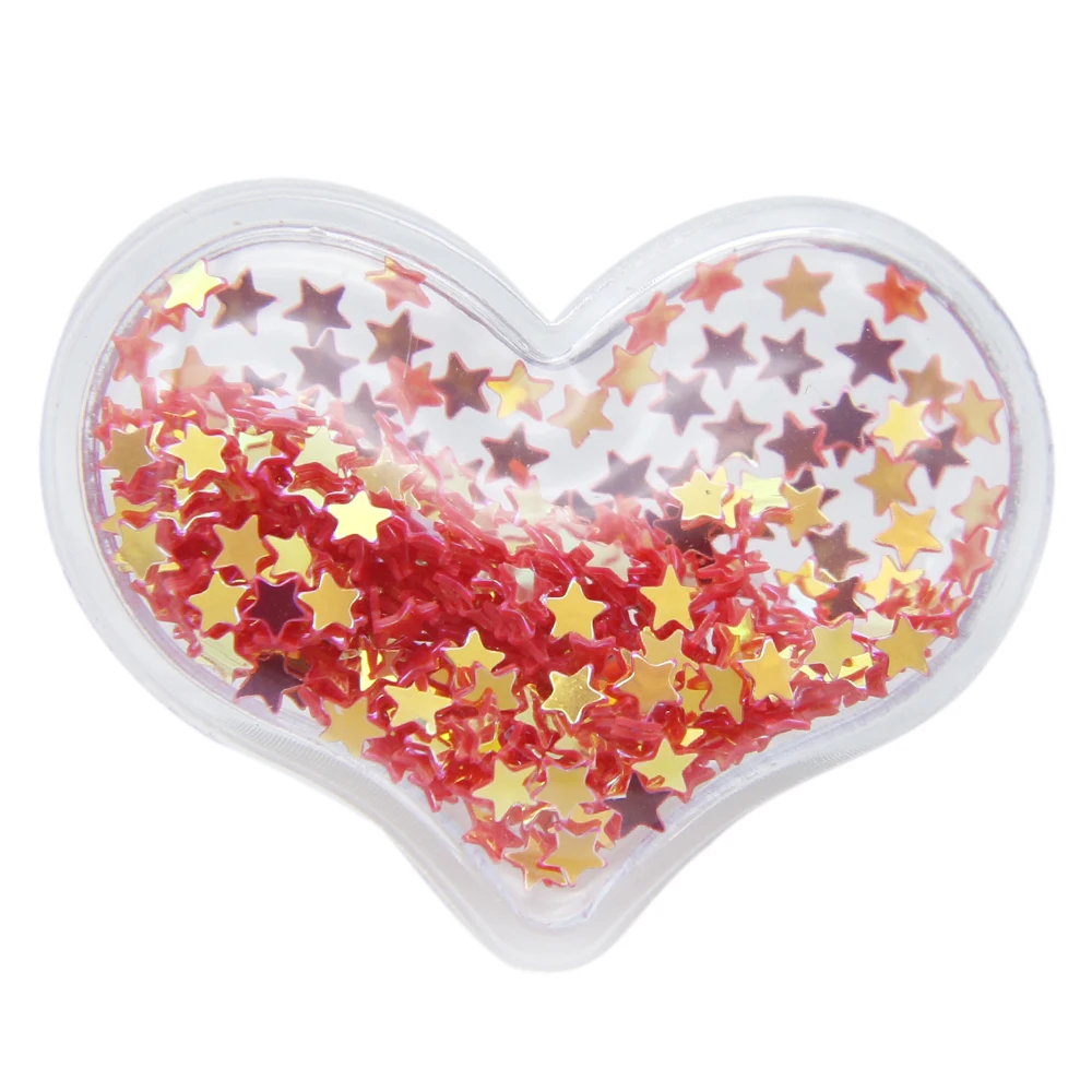 

38x30mm 1pc Heart Shape Transparent Qucksand Shaker Bling Sequins DIY Make Hair Clip Accessories Craft Phone Decoration,Yc18144