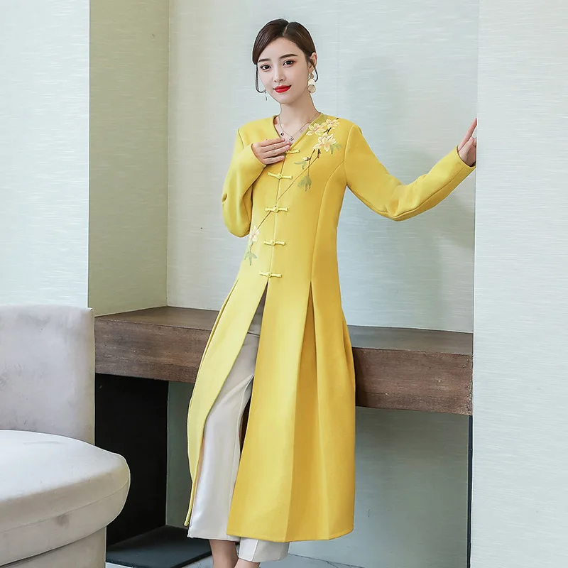 

Mao coat woman autumn and winter new Republic style improvement Han elements literature and art Chinese style long coat girl