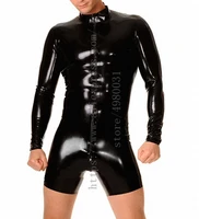 front zipper to back waist design catsuit mens black latex bondage bodysuit what is made of 0 4mm natural latex materials