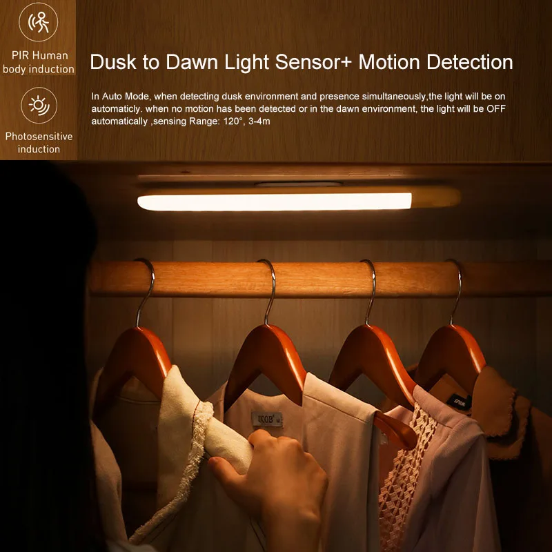 Baseus PIR светодиодное освещение для шкафа датчик движения тела свет USB