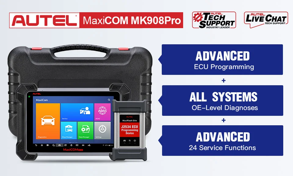 AUTEL MaxiCOM MK908P OBD2 автоматический диагностический инструмент для программирования ECU OBDII сканер J2534 ECU программист PK MaxiSys Pro Elite MS908P