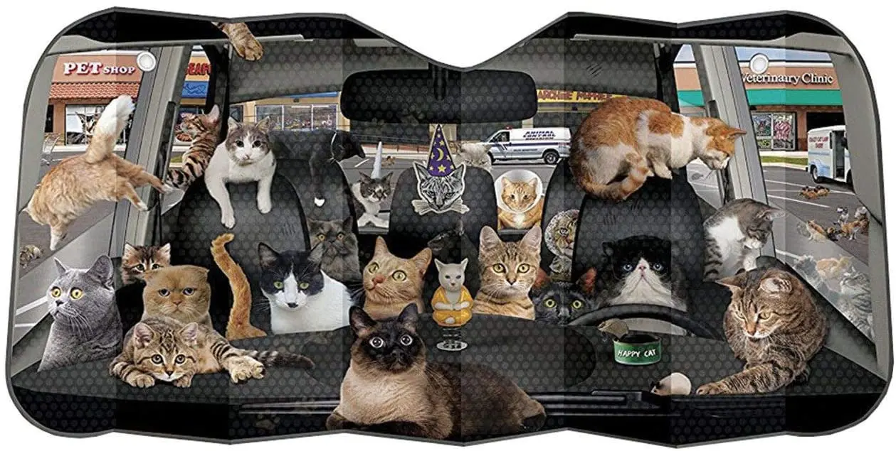 

Car sunshade Archie McPhee Auto Sunshade, Car Full of Cats