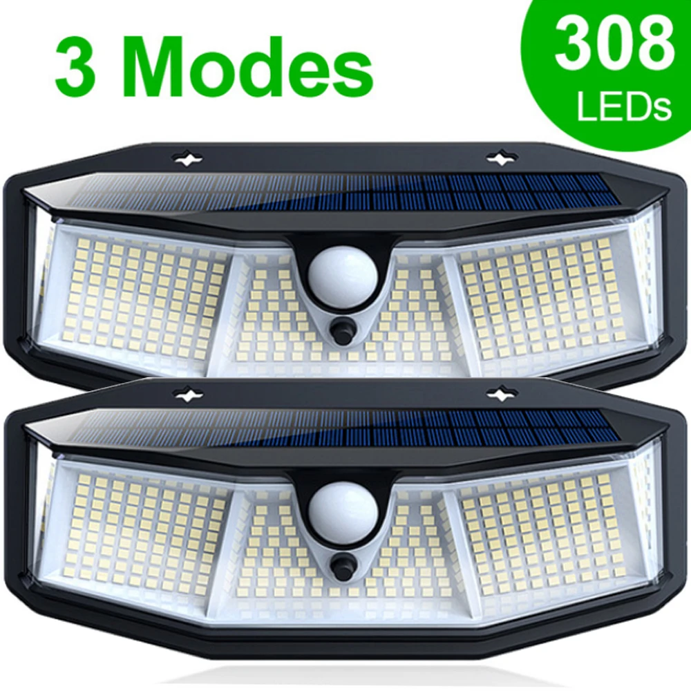 

308 светодиодных ламп, наружная беспроводная подсветка, водонепроницаемые 3-режимные уличные лампы для сада, патио, гаража