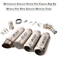 silp on for yamaha r25 r3 middle pipe exhaust muffler pipe set system delete replace original motorcycle silencer lossless refit