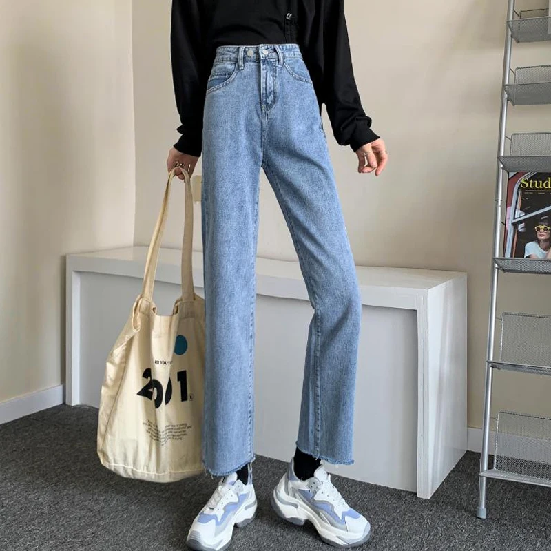 

Новинка весна-осень 2021 широкие брюки с высокой талией подходящие ко всему Папины брюки весенняя одежда свободные прямые брюки