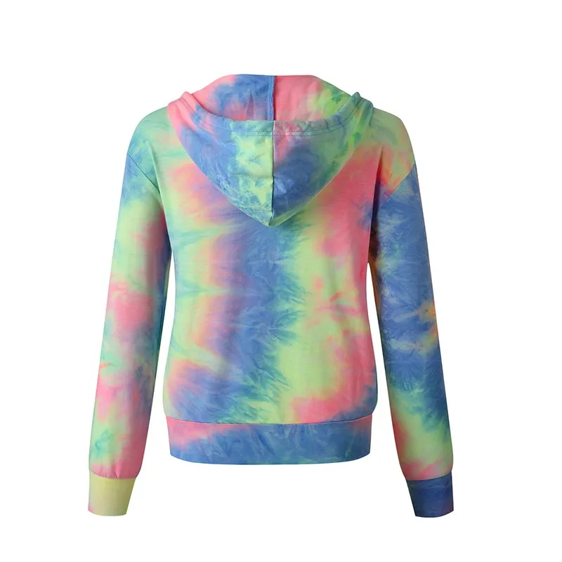 

Sale Tie Dye Zipped Hoodies Women Autumn Winter Long Sleeve Fashion Loose Ladies Hoody Tops Vintage Streetwear Sweatshirt Female