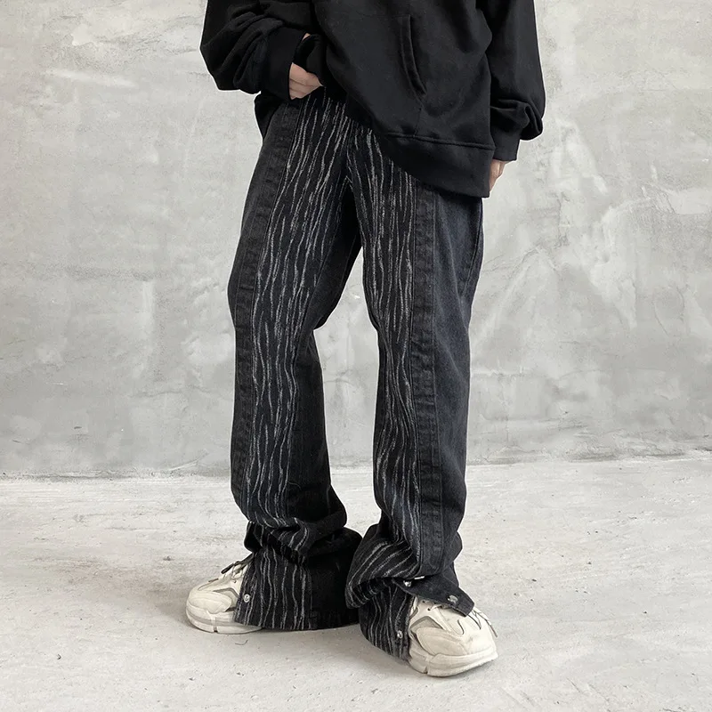

Eukaaru Men Streetwear Jeans Fashion Straight Pants Mens Hip Hop Baggy Jeans Loose Wide Leg Pants Women Boyfriend Jeans Trousers