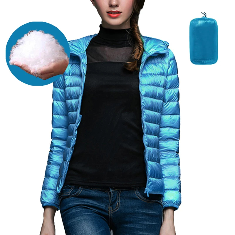 blue-With bag Sfit зимняя женская куртка с капюшоном, парки, новинка, модная повседневная Осенняя Женская куртка ярких цветов с длинным рукавом, повседневная верхняя одежда - Цвет: blue-With bag