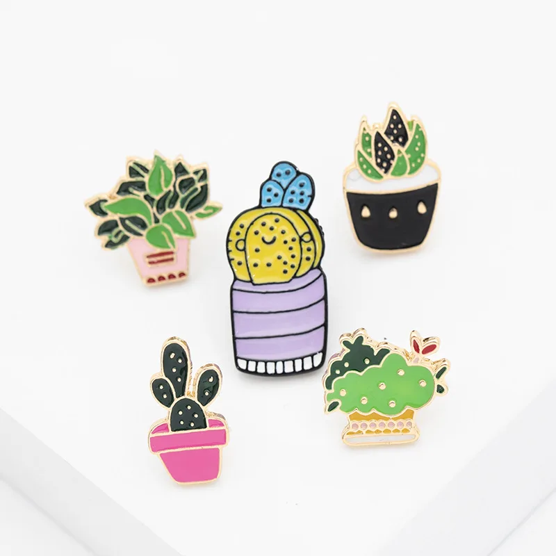 

Модная мультяшная брошь из сплава со всеми видами аксессуаров, кактус в горшке, украшение для рубашки рюкзака
