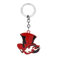 game persona 5 p5 metal keychain take your heart logo red hat pendant key chain for women men car keyring choker souvenir gift
