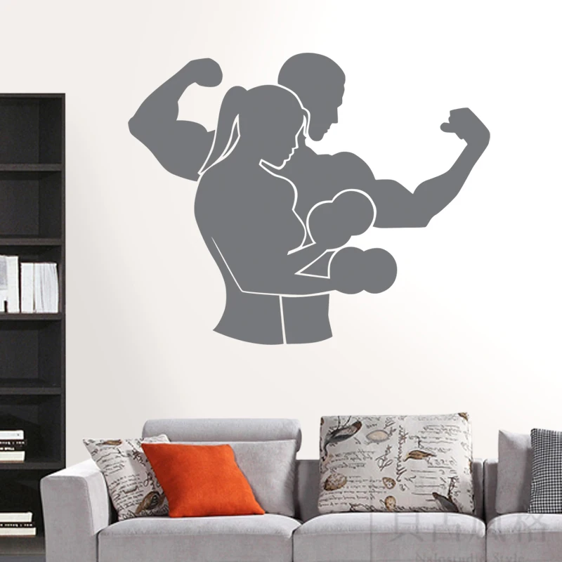 Фитнес наклейка для тренажерного зала гантели Стикеры бодибилдинга виниловые