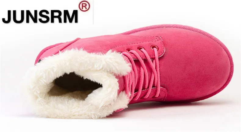 

2021 Women Winter Snow Boots Warm Flat Plus Size Platform Lace Up Ladies Women's Shoes New Flock Fur Suede Ankle Boots Female