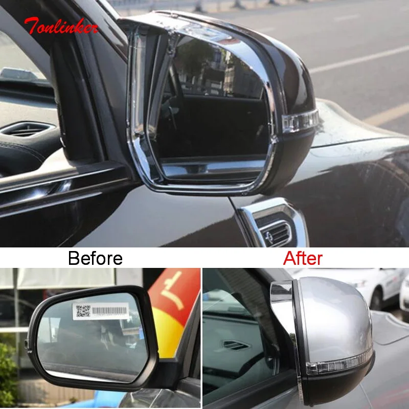 

Tonlinker Exterior Rearview Mirror Rain eyebrows Cover sticker For GWM Power 2020 Car styling 2 PCS ABS Chrome Cover Stickers