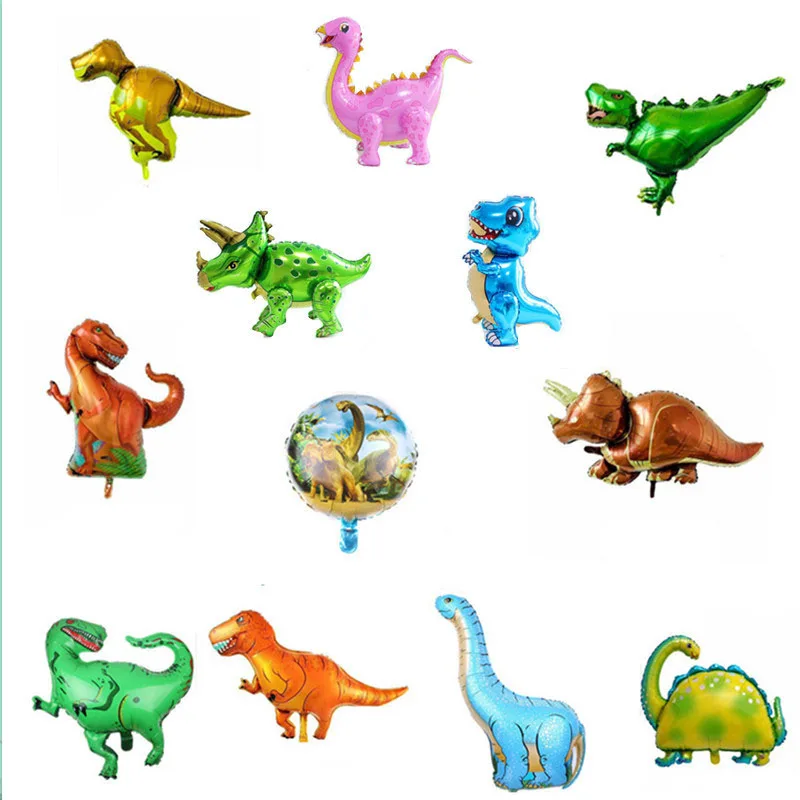 

Large 4D Walking Dinosaur Foil Balloons Jungle Animal Boys Birthday Party Decors Jurassic Standind Dragon Kids Toys Air Globos