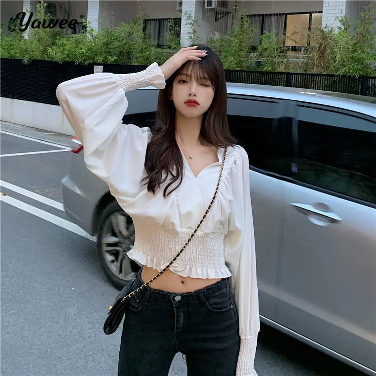 

T-shirts Women Plaid Crop Tops Butterfly Sleeve Square Collar Vintage Korean Preppy Style Sweet Cute Girls Leisure Elegant Tops