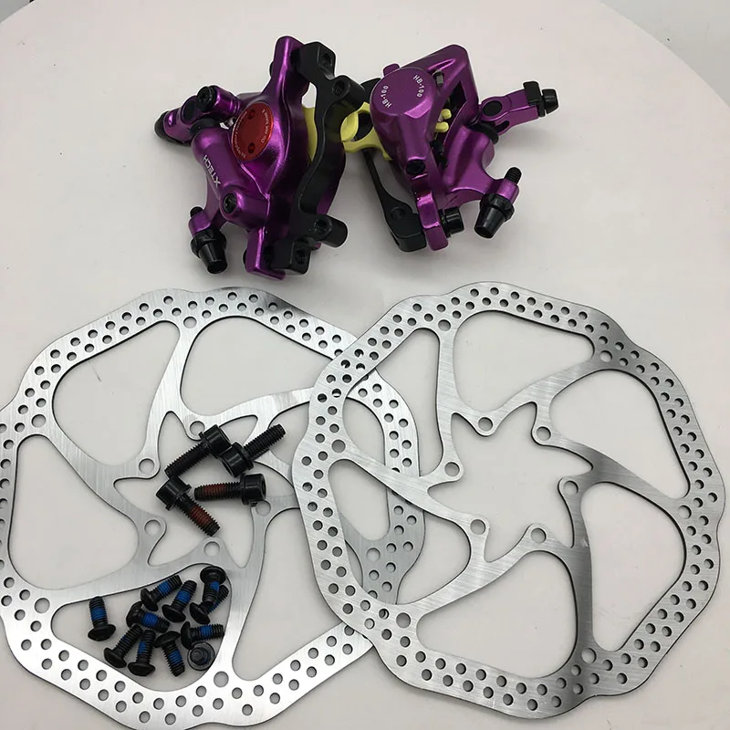 purple pair w rotor Zoom HB-100 MTB велосипед тормоза HB100 велосипедные тормоза суппорт w роторы запчасти для велосипеда гидравлический поршень двусторонний w V-Brake рычаг - Цвет: purple pair w rotor