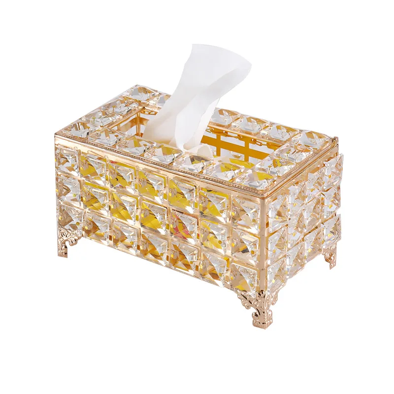 

Crystal tissue box home living room coffee table draw carton hotel tabletop napkin