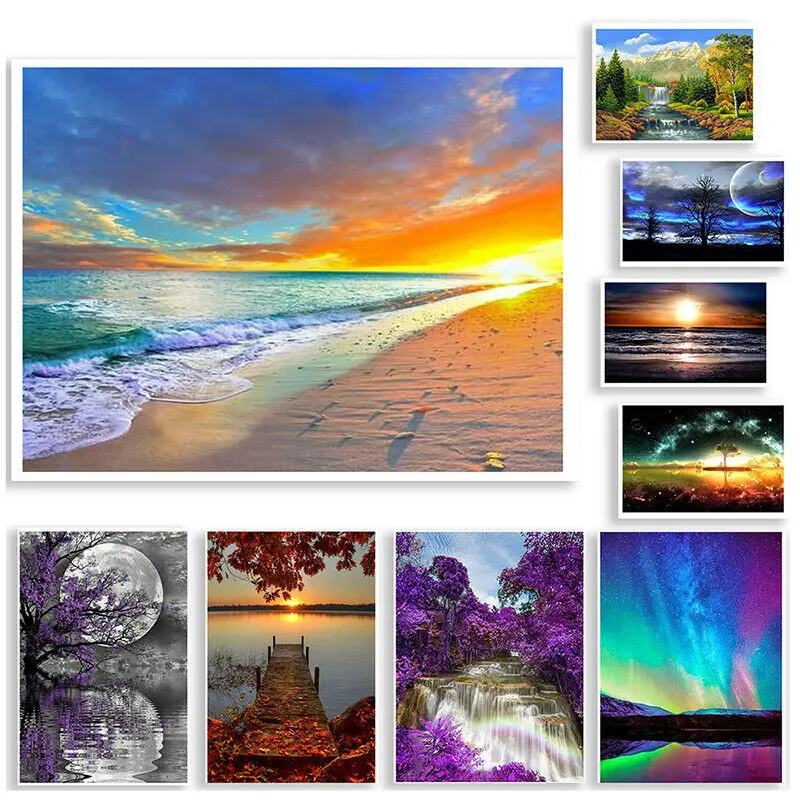 

5D DIY Diamond Painting Full Square Landscape Sunset Cross stitch Kits Mosaic Picture of Rhinestones Decor Diamond Embroidery
