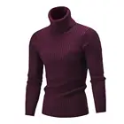 Мужской классический пуловер, однотонный теплый вязаный свитер с длинным рукавом, дышащий свитер с воротником-хомутом, Осень-зима
