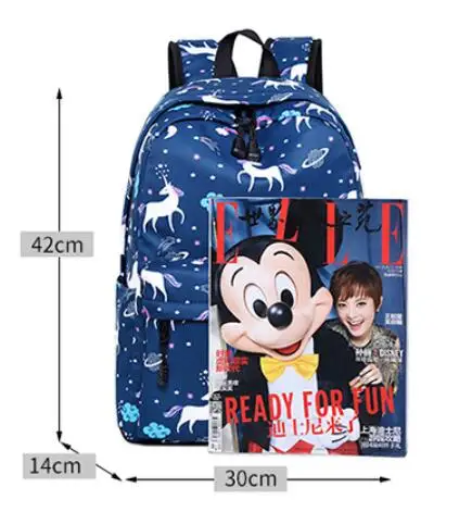 

Girls Unicorn Backpack Printed Nylon Backpack School Girls Bag