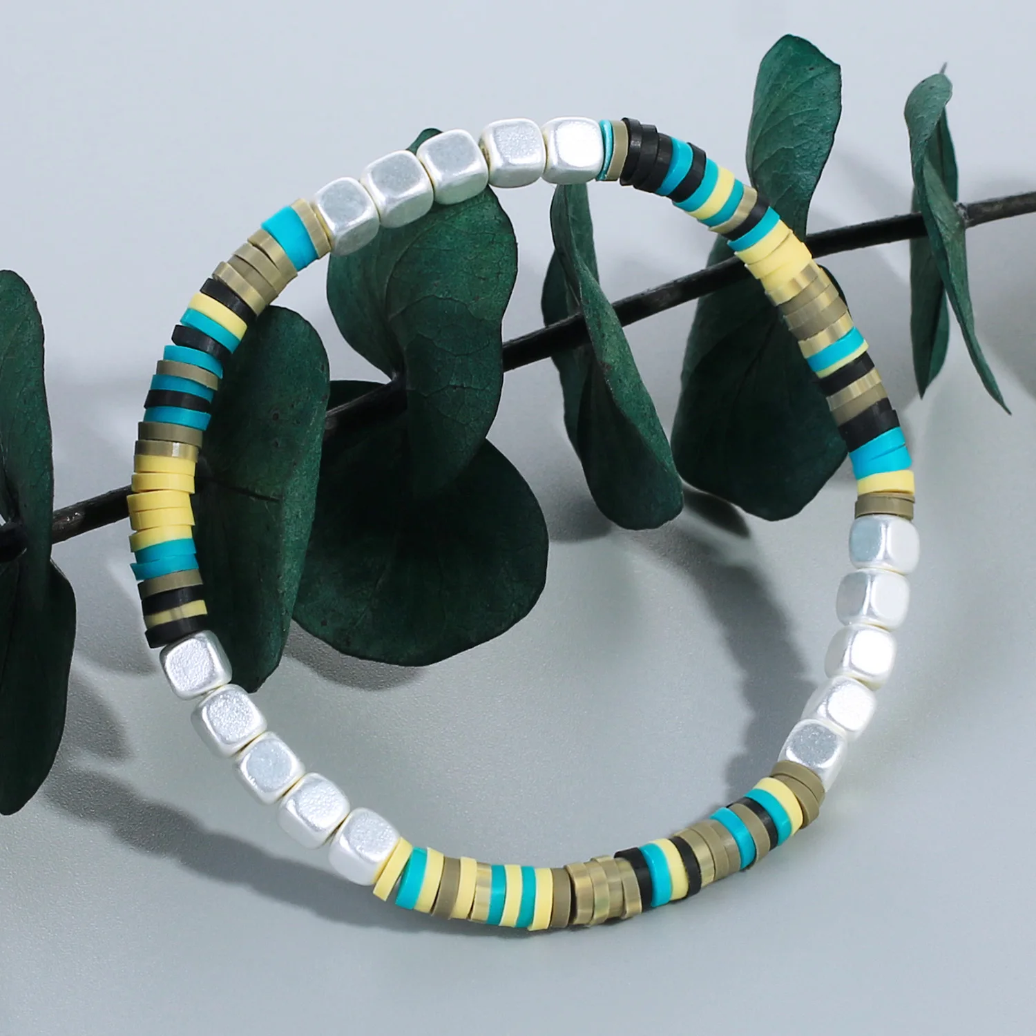 Новый разноцветный браслет из бисера C.QUAN CHI эластичный посеребренный украшения