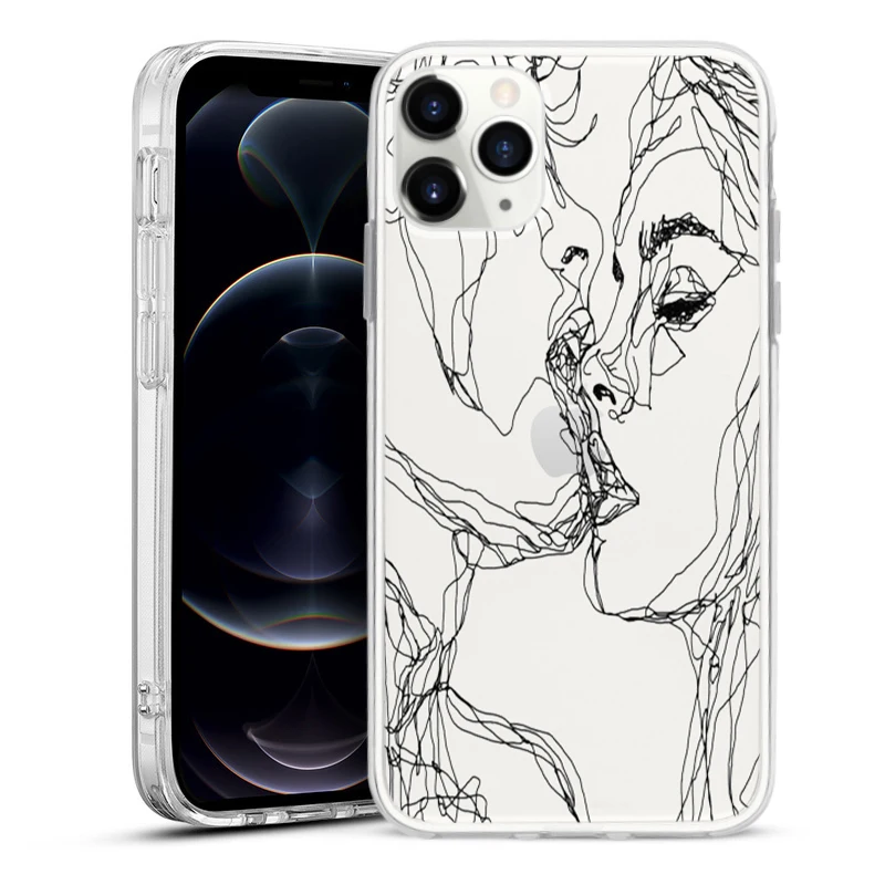

Sexy Woman Boobs Retro Art Clear Line Soft Silicone Phone Case for iPhone 12 Pro Max 12mini 11Pro MAX Xr XS X 6 7 8 Plus Cover