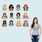 Милая принцесса, маленькие узоры для девочек, термонаклейки, моющаяся Термотрансферная наклейка из ПВХ для одежды, наклейки на одежду